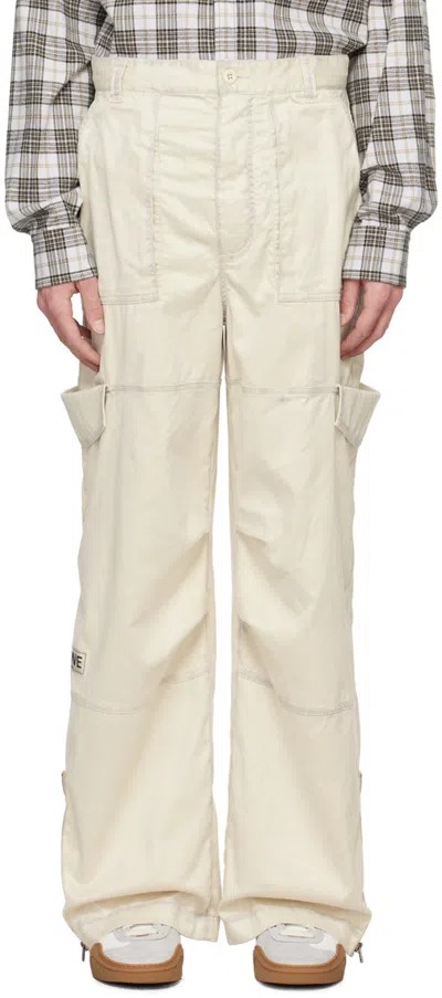 Acne Studios Off-white Faded Faux-leather Cargo Pants In Aek Beige