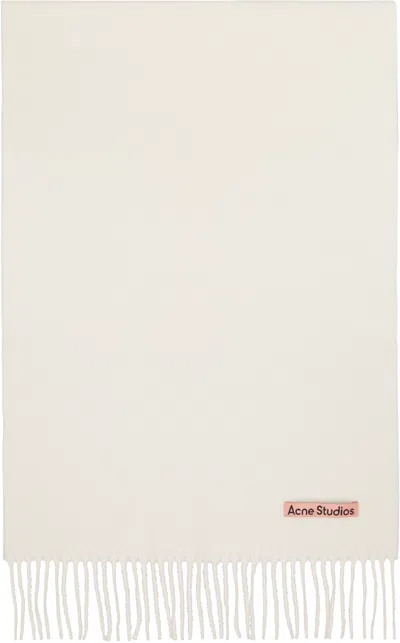 Acne Studios Off-white Fringe Wool Narrow Scarf