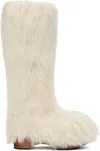 Acne Studios Barlo Faux Fux Knee High Clog Boot In Aeg Off White