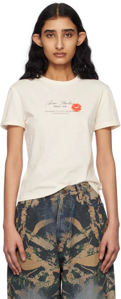 Acne Studios Off-white Logo T-shirt In Ar8 Pearl Grey