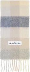 Acne Studios Off-white Mohair Checked Scarf In Multi