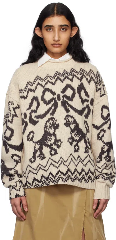 Acne Studios Off-white Printed Sweater In Al4 White/black