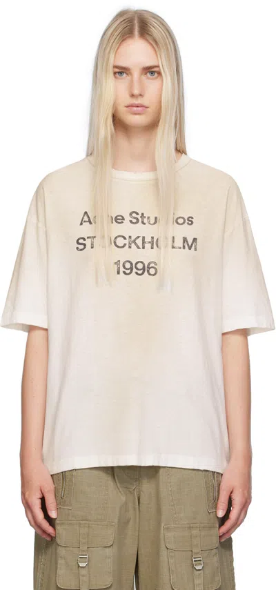 Acne Studios Relaxed Fit Stockholm 1996 Faded Logo T-shirts White In Gray