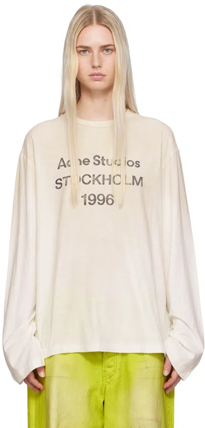 Acne Studios Off-white Relaxed-fit Long Sleeve T-shirt In Dc6 Dusty White