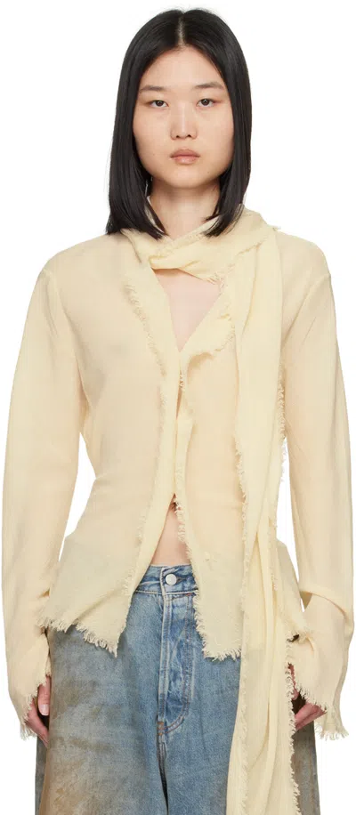 Acne Studios Off-white Scarf Blouse In Aei Warm White