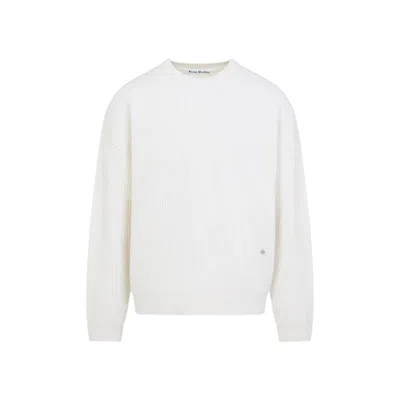 Acne Studios Cashmere Ribbed Crew-neck Sweater In White