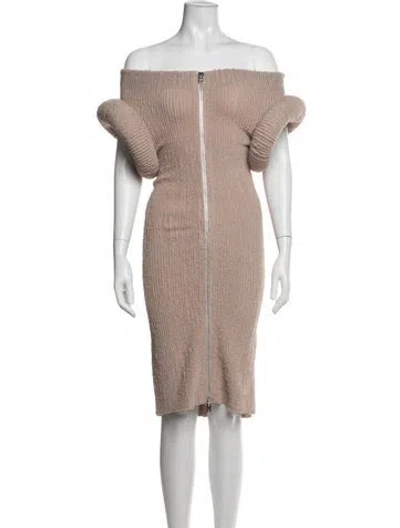 Pre-owned Acne Studios Off-the-shoulder Knee-length Dress In Neutrals