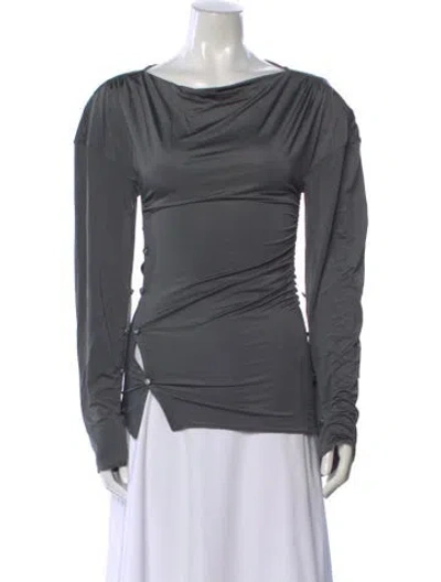 Pre-owned Acne Studios Off-the-shoulder Long Sleeve Top In Green