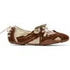 Acne Studios Bilaria Lace-up Suede And Leather Ballet Flats In Dz2 Off White/brown