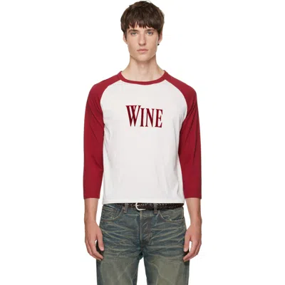 Acne Studios Off-white & Red 'wine' Graphic T-shirt In Cbs Burgundy/white