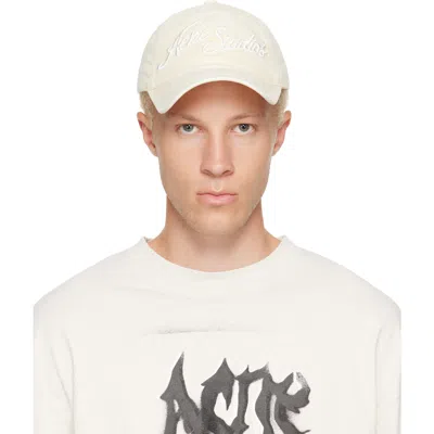 Acne Studios Off-white Embroidered Logo Cap In Ae6 Oat Beige