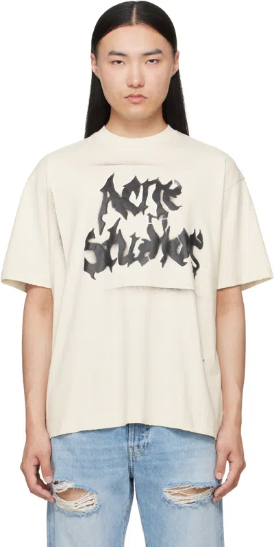 Acne Studios Mens Dusty White Exford U Goth Graphic-print Cotton T-shirt In Multi