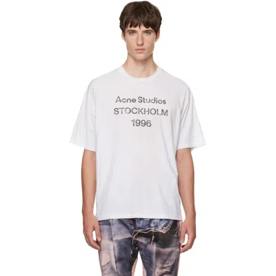 Acne Studios Off-white Sprayed Logo T-shirt In Dc6 Dusty White