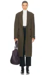 Acne Studios Ohama Tweed Coat In Khaki Green