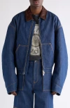 Acne Studios Men Denim Jacket With Contrasting Collar In Blue