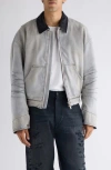 Acne Studios Leather-trim Cotton-twill Jacket In Multi