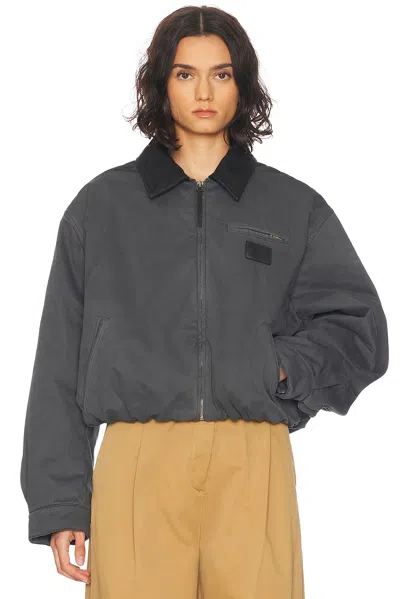 Acne Studios Cropped Bomber Jacket With Pointed Collar In Black