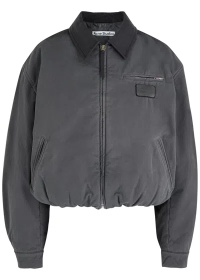 Acne Studios Okra Padded Twill Bomber Jacket In Grey