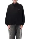 Acne Studios High Collar Jacket With Back Print And Elastic Cuffs In Black
