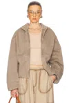 Acne Studios Womens Charcoal Grey Gathered-hem Drawstring-hooded Woven Bomber Jacket In Charcoal Grey