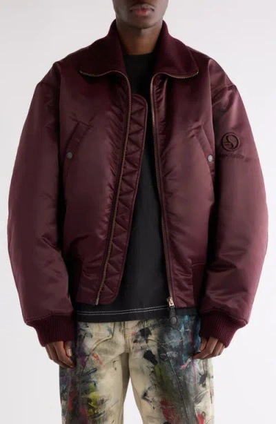 Acne Studios Olievo Technical Bomber Jacket In Burgundy