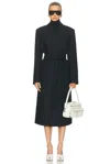 Acne Studios Belted Pinstriped Wool Coat In Black