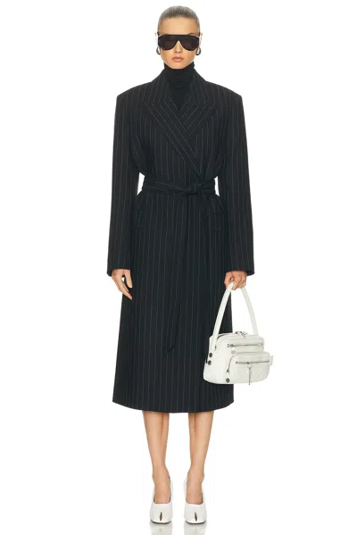 Acne Studios Olyx Pinstripe Maxi Coat In Black