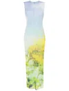 Acne Studios Long Dress Ombré Print In Lilac