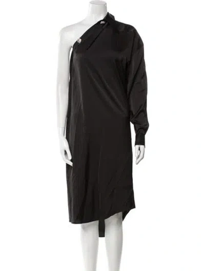 Pre-owned Acne Studios One-shoulder Midi Length Dress In Black