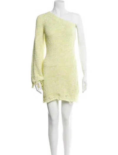Pre-owned Acne Studios One-shoulder Mini Dress W/ Tags In Yellow