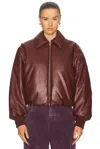 Acne Studios Faux Leather Bomber Jacket In Dark Burgundy