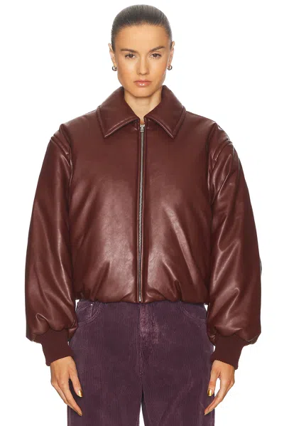 Acne Studios Faux Leather Bomber Jacket In Burgunderrot