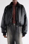 Acne Studios Onnea Faux Leather Bomber Jacket In Black