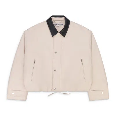 Acne Studios Opado Leather-trimmed Cotton-satin Blouson Jacket In Neutral