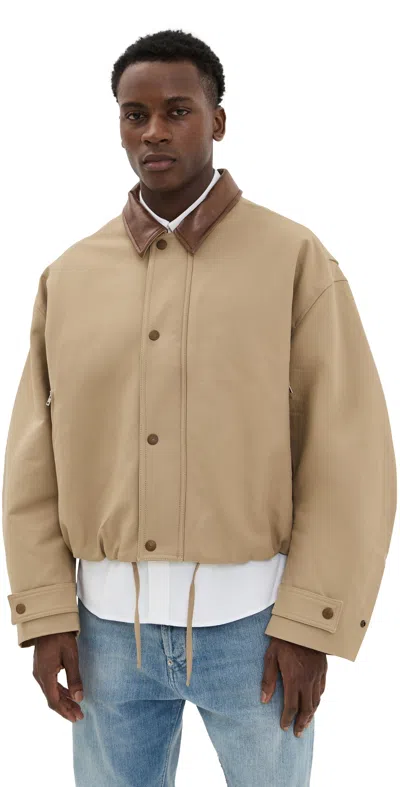 Acne Studios Opado Double Cotton Twill Jacket Khaki Beige In Cvi Khaki Beige