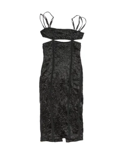 Acne Studios Open-back Crinkled Midi Dress In Black