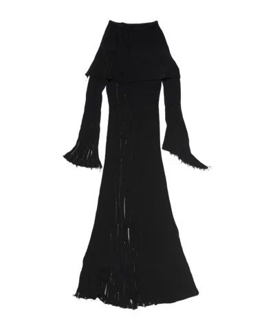 Acne Studios Open-knit Maxi Dress In Black