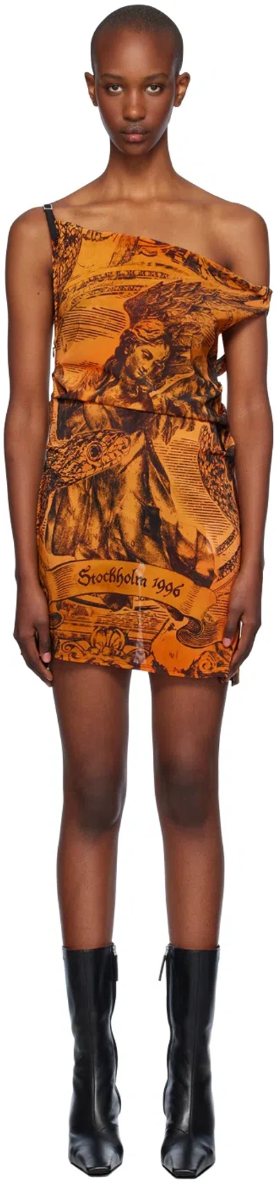 Acne Studios Off-the-shoulder Ruched Printed Stretch-mesh Mini Dress In Multi