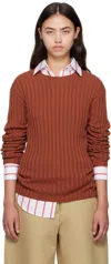 Acne Studios Orange Ribbed Crewneck Knit Sweater