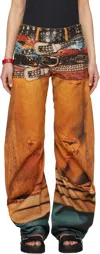 Acne Studios Orange Stacked Belts Jeans In Aby Rust Orange
