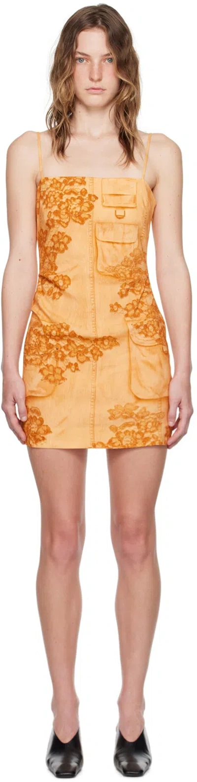 Acne Studios Dua Mini Cargo Dress In Faded Orange