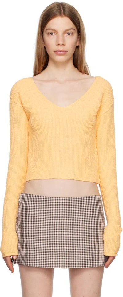 Acne Studios V-neck Jumper In Vanilla Yellow