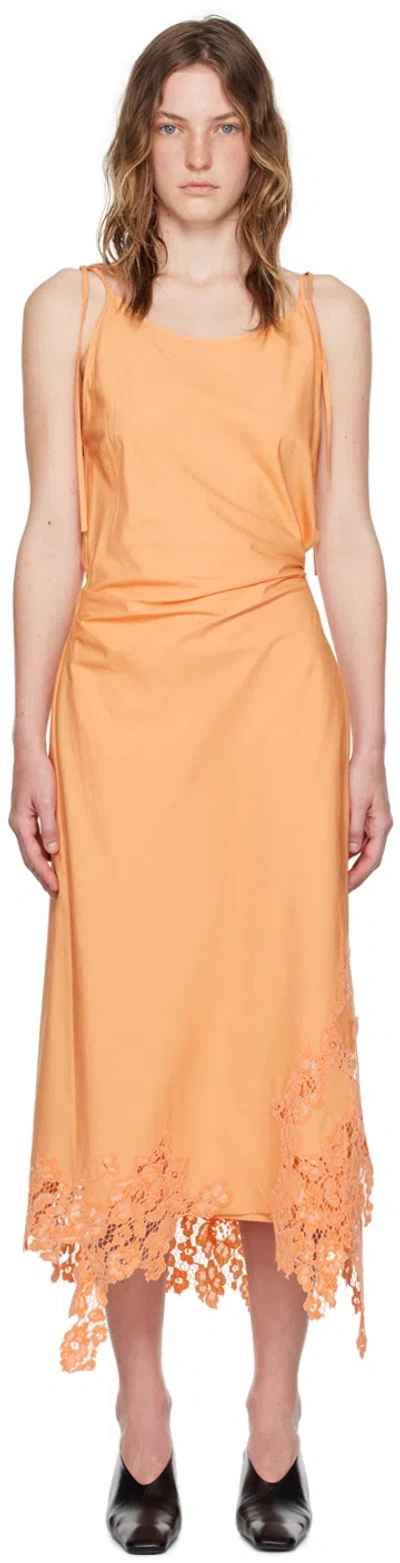 Acne Studios Long Lace Wrap Dress In Orange