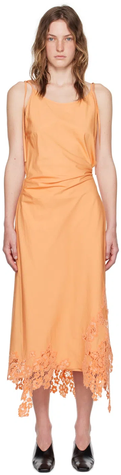 Acne Studios Daya Guipure Lace Handkerchief Hem Cotton Slipdress In Pastel Orange