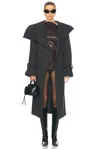 Acne Studios Womens Grey Black Long-sleeves Buckle-belt Regular-fit Wool-blend Coat In Grey & Black