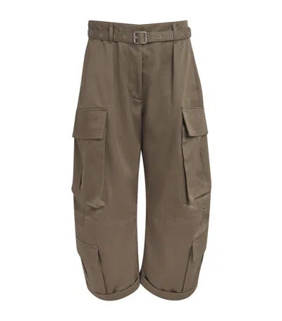 Acne Studios Organic Cotton Belted Cargo Trousers In Nude