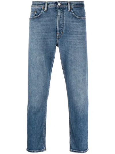 Acne Studios Slim Organic Cotton Denim Cropped Jeans In Blue