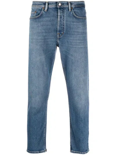 Acne Studios Slim Organic Cotton Denim Cropped Jeans In Blue