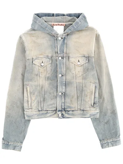 Acne Studios Organic Cotton Hooded Jacket In Blue