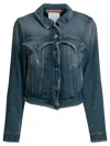 Acne Studios Wavy-construction Buttoned Denim Jacket In Blue